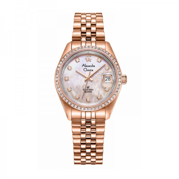 Alexandre Christie AC 5012 Rosegold Oyster Dial Ring Diamond LDBRGMD